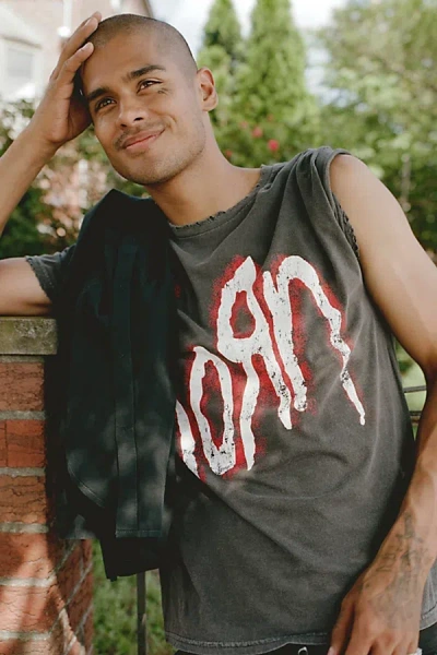 Urban Outfitters Korn Graphic Tee In Charcoal, Men's At  In Green