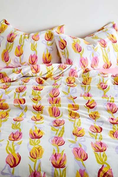 Urban Outfitters Kristen Tulip Floral Duvet Set In Peach At  In White