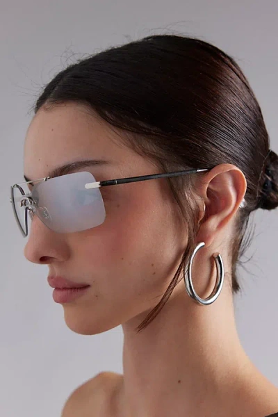 Urban Outfitters Kyra Rimless Metal Aviator Sunglasses In Silver, Women's At  In Gray
