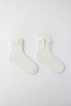 Urban Outfitters Lace Bow Crew Sock In White, Women's At