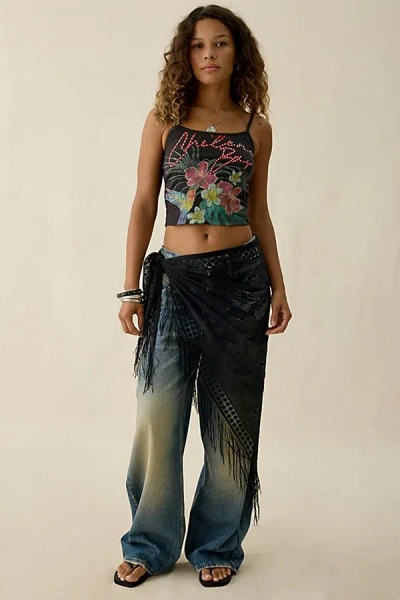 Urban Outfitters Lace Fringe Sarong In Black, Women's At