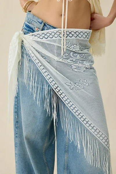 Urban Outfitters Lace Fringe Sarong In Ivory, Women's At  In Neutral
