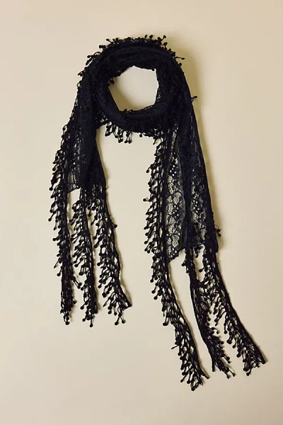 Urban Outfitters Lace Tassel Skinny Scarf In Black, Women's At