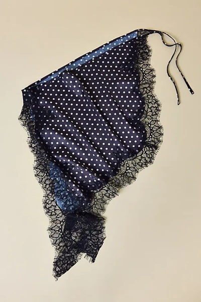 Urban Outfitters Lace Trim Satin Triangle Hair Scarf In Black/white, Women's At  In Multi