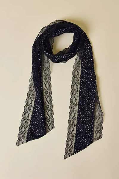 Urban Outfitters Lace Trim Skinny Wrap Scarf In Black, Women's At