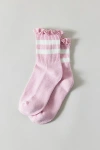 Urban Outfitters Lace-trim Striped Athletic Sock In Pink/white Stripes, Women's At