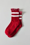 Urban Outfitters Lace-trim Striped Athletic Sock In Red/white Stripes, Women's At