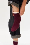 Urban Outfitters Lace-trim Waffle Knit Sock In Maroon, Women's At