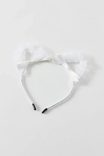 Urban Outfitters Lacey Bow Cat Ears Headband In White, Women's At