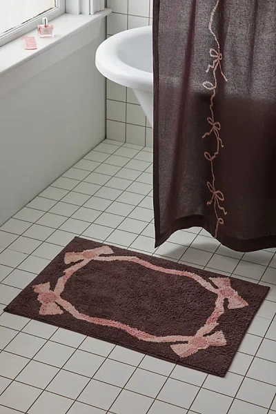 Urban Outfitters Lacey Bows Bath Mat In Brown At  In Brown