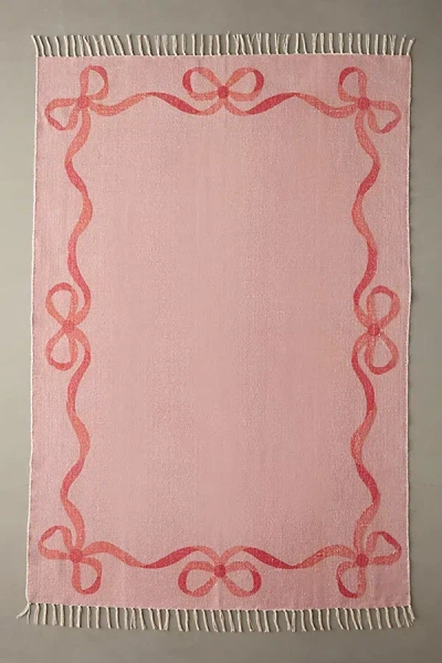 Urban Outfitters Lacey Bows Brushed Rug In Pink At