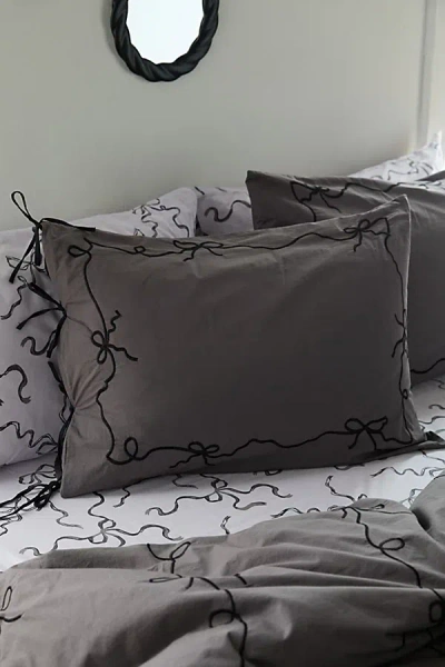 Urban Outfitters Lacey Bows Sham Set In Charcoal At