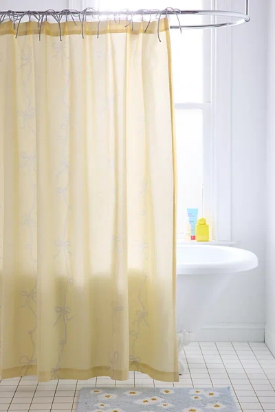 Urban Outfitters Lacey Bows Shower Curtain In Bright Yellow At
