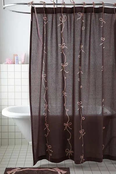 Urban Outfitters Lacey Bows Shower Curtain In Brown At  In Brown