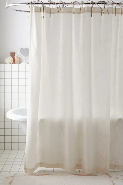 Urban Outfitters Lacey Bows Shower Curtain In Neutral At