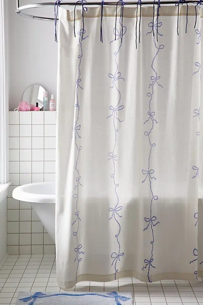 Urban Outfitters Lacey Bows Shower Curtain In White At