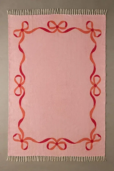 Urban Outfitters Lacey Bows Unbrushed Printed Rug In Pink At
