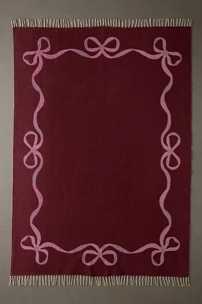 Urban Outfitters Lacey Bows Unbrushed Printed Rug In Purple At