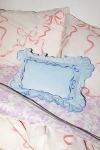 Urban Outfitters Lacey Bows Velvet Ruffle Bolster Pillow In Blue At