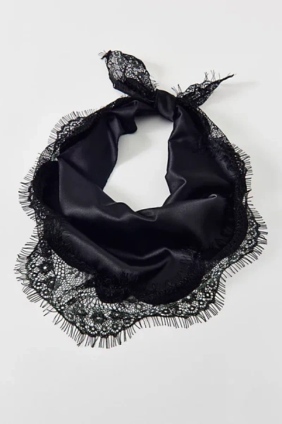 Urban Outfitters Lacey Satin Headscarf In Black, Women's At  In Neutral