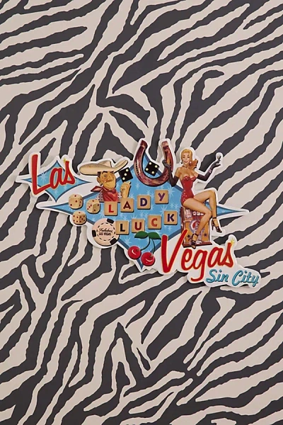 Urban Outfitters Lady Luck Las Vegas Embossed Metal Wall Sign At