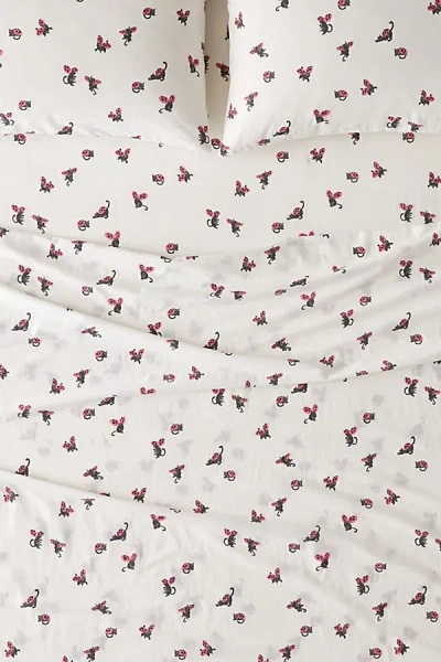 Urban Outfitters Ladybug Cat Patterned Core Sheet Set In White At
