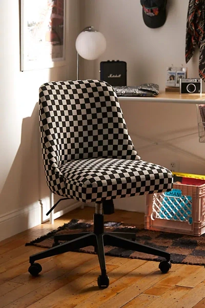 Urban Outfitters Lanney Checkered Adjustable Swivel Desk Chair In Black At