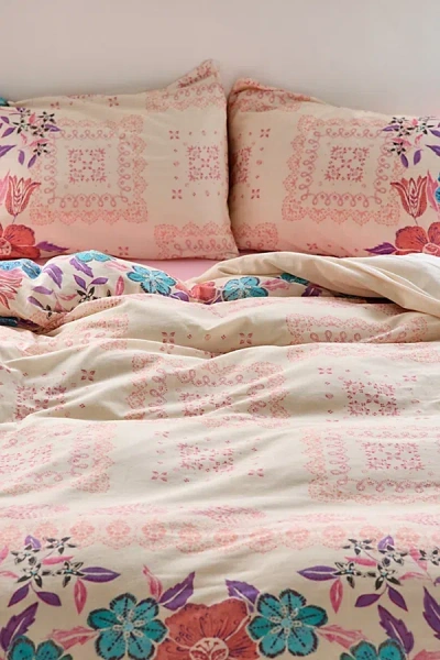 Urban Outfitters Laramie Floral Bandana Duvet Cover In Pink At