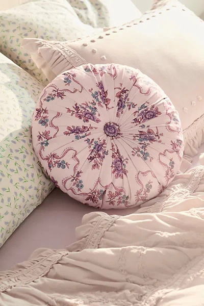 Urban Outfitters Lena Round Pintuck Throw Pillow In Lavander Ribbon At  In Multi