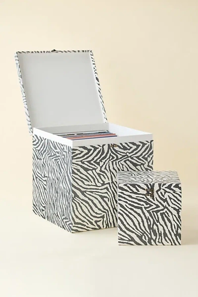 Urban Outfitters Lenny Vinyl Record Storage Box In Zebra At  In Black