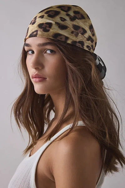 Urban Outfitters Leopard Heart Silky Scarf In Leopard, Women's At  In Brown