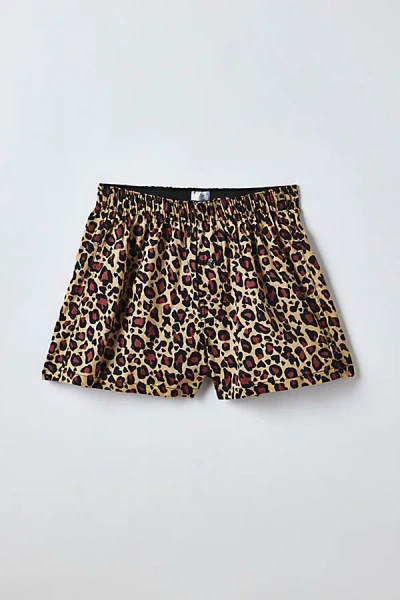 Urban Outfitters Leopard Pattern Woven Boxer Short In Leopard, Men's At