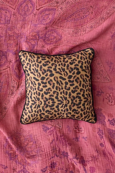 Urban Outfitters Leopard Patterned Crinkle Cotton Throw Pillow In Leopard At  In Animal Print