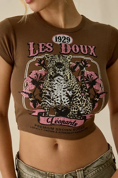 Urban Outfitters Les Doux Leopard Graphic Baby Tee In Chocolate, Women's At  In Brown