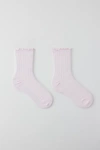 Urban Outfitters Lettuce-edge Pointelle Crew Sock In Pink, Women's At