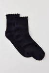 Urban Outfitters Lettuce-edge Ribbed Sock In Black, Women's At