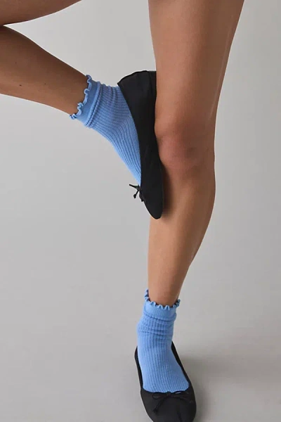 Urban Outfitters Lettuce-edge Ribbed Sock In Frozen, Women's At  In Blue