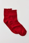 Urban Outfitters Lettuce-edge Ribbed Sock In Maroon, Women's At