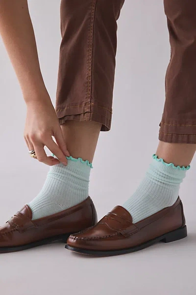 Urban Outfitters Lettuce-edge Ribbed Sock In Mint, Women's At  In Green