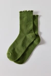 Urban Outfitters Lettuce-edge Ribbed Sock In Olive, Women's At  In Green