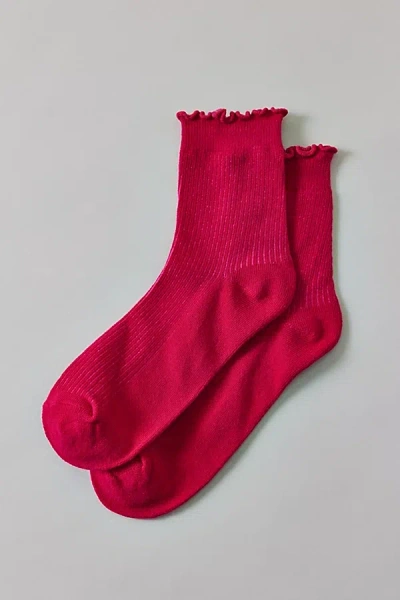 Urban Outfitters Lettuce-edge Ribbed Socks In Berry, Women's At  In Purple