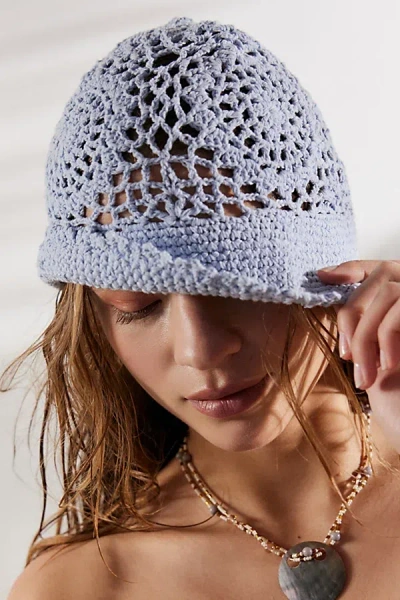 Urban Outfitters Lia Hand-crochet Bucket Hat In Light Blue, Women's At
