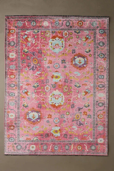 Urban Outfitters Liliana Floral Medallion Printed Chenille Rug In Pink At