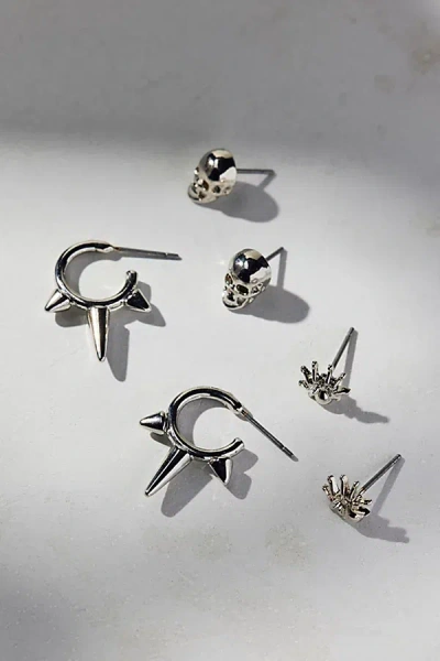 Urban Outfitters Lilith Spiked Silver Earring Set In Silver, Women's At