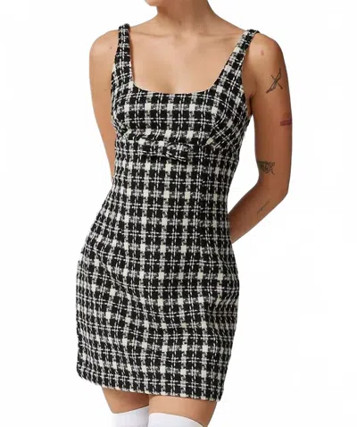 Urban Outfitters Lily Check Print Mini Dress In Black