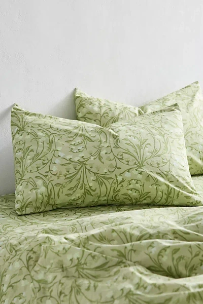 Urban Outfitters Lily Of The Valley Floral Cotton Percale Sham Set In Green At  In Animal Print