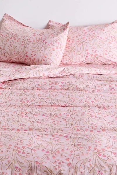 Urban Outfitters Lily Of The Valley Floral Patterned Duvet Cover In Light Pink At