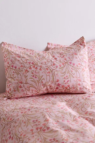 Urban Outfitters Lily Of The Valley Floral Patterned Sham Set In Light Pink At