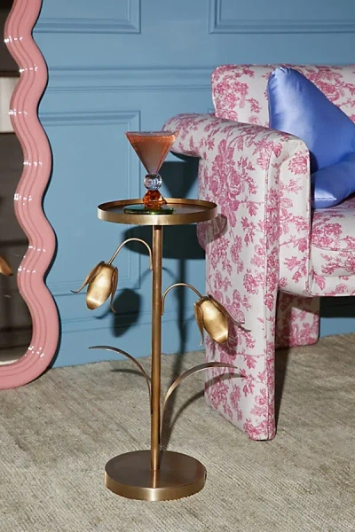Urban Outfitters Lily Of The Valley Iron Side Table In Brass At  In Gold