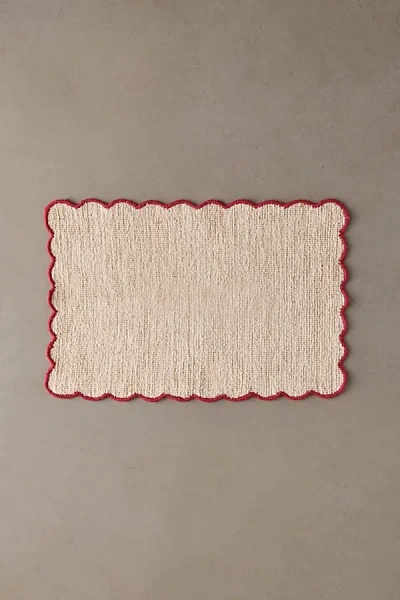 Urban Outfitters Lily Scalloped Edge Jute Rug In Red At